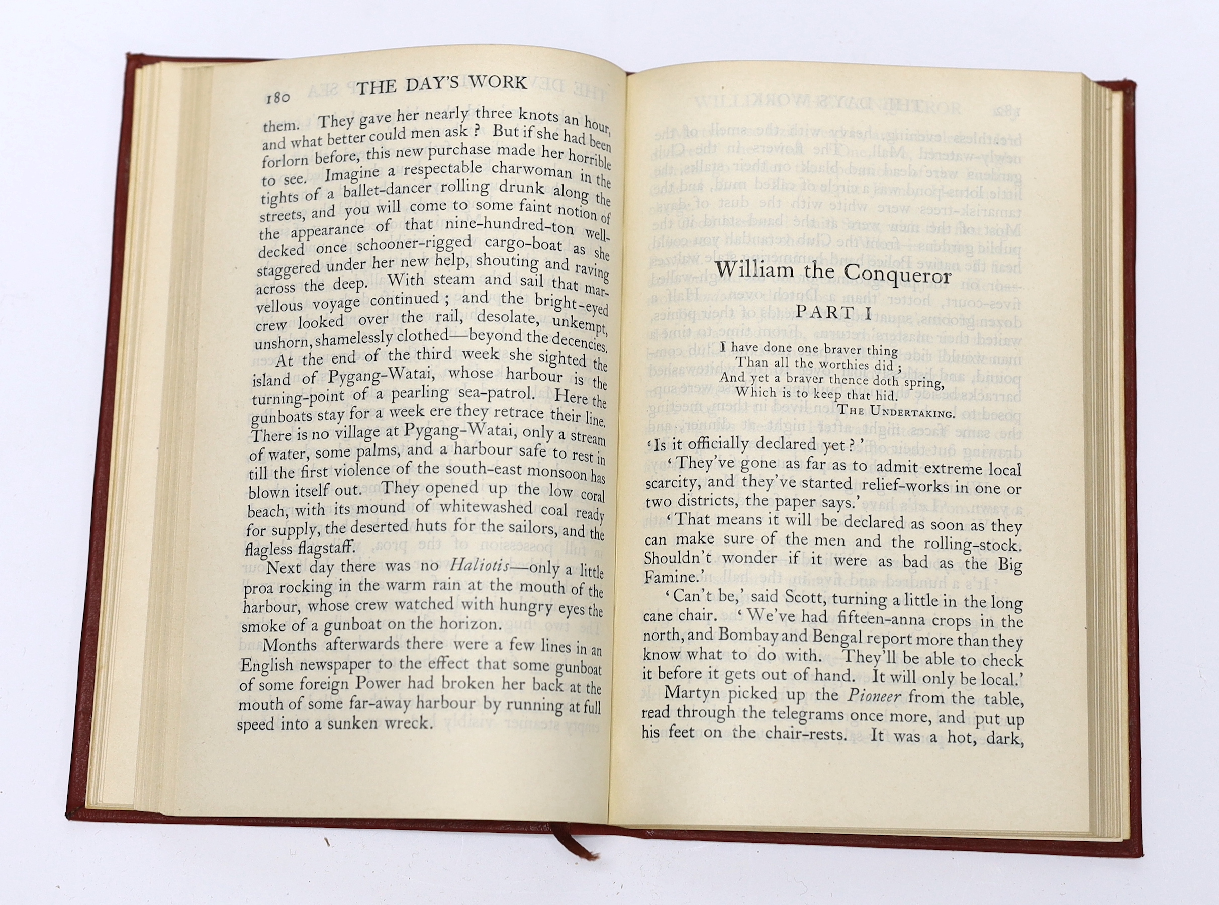 Kipling, Rudyard - The Day's Work. Pocket Edition, inscribed by author on title: 'G.J. Nicol./from/The author' at head; with author's printed name crossed through and Kipling's signature in centre. publisher's gilt decor